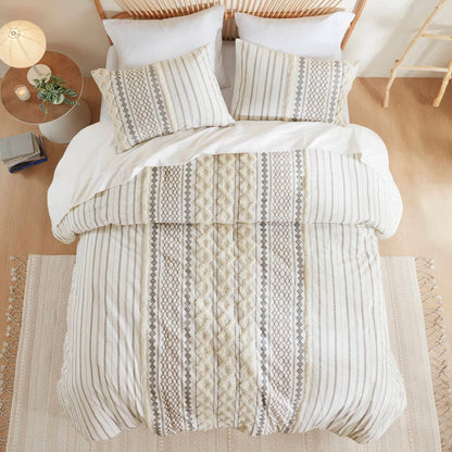 Set copripiumino stampato in cotone Imani INK+IVY con ciniglia