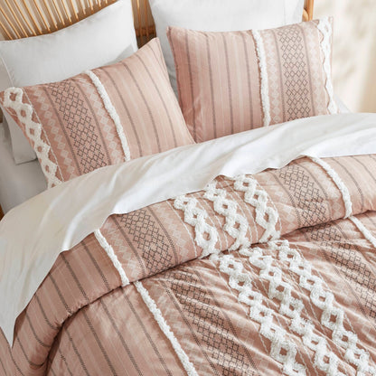 Set copripiumino stampato in cotone Imani INK+IVY con ciniglia