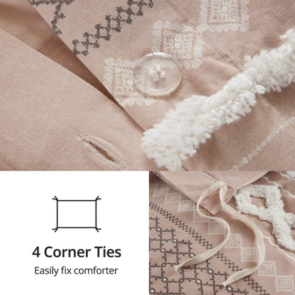 Set copripiumino stampato in cotone Imani INK+IVY con ciniglia