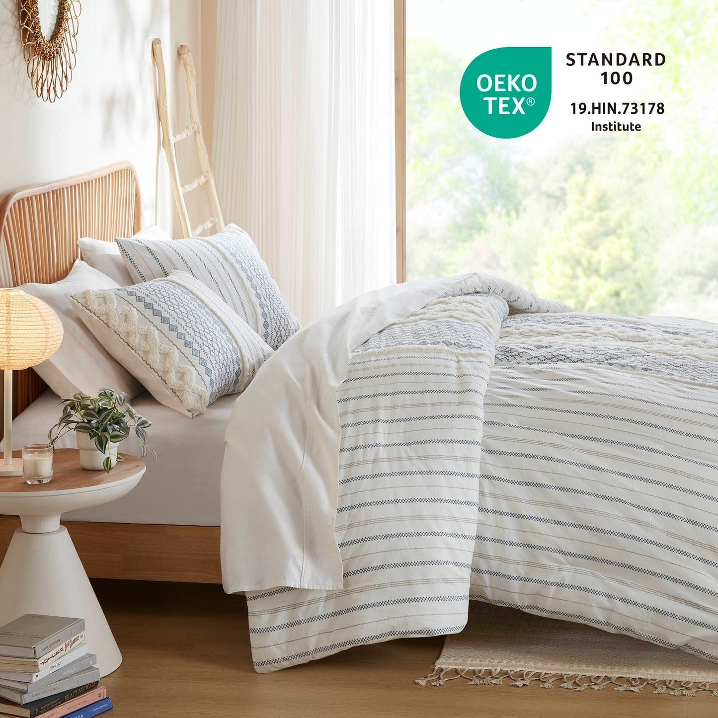 Set copripiumino stampato in cotone Imani INK+IVY con ciniglia