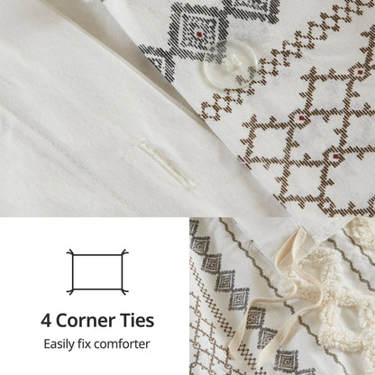 Set copripiumino stampato in cotone Imani INK+IVY con ciniglia