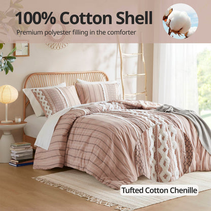 Set copripiumino stampato in cotone Imani INK+IVY con ciniglia