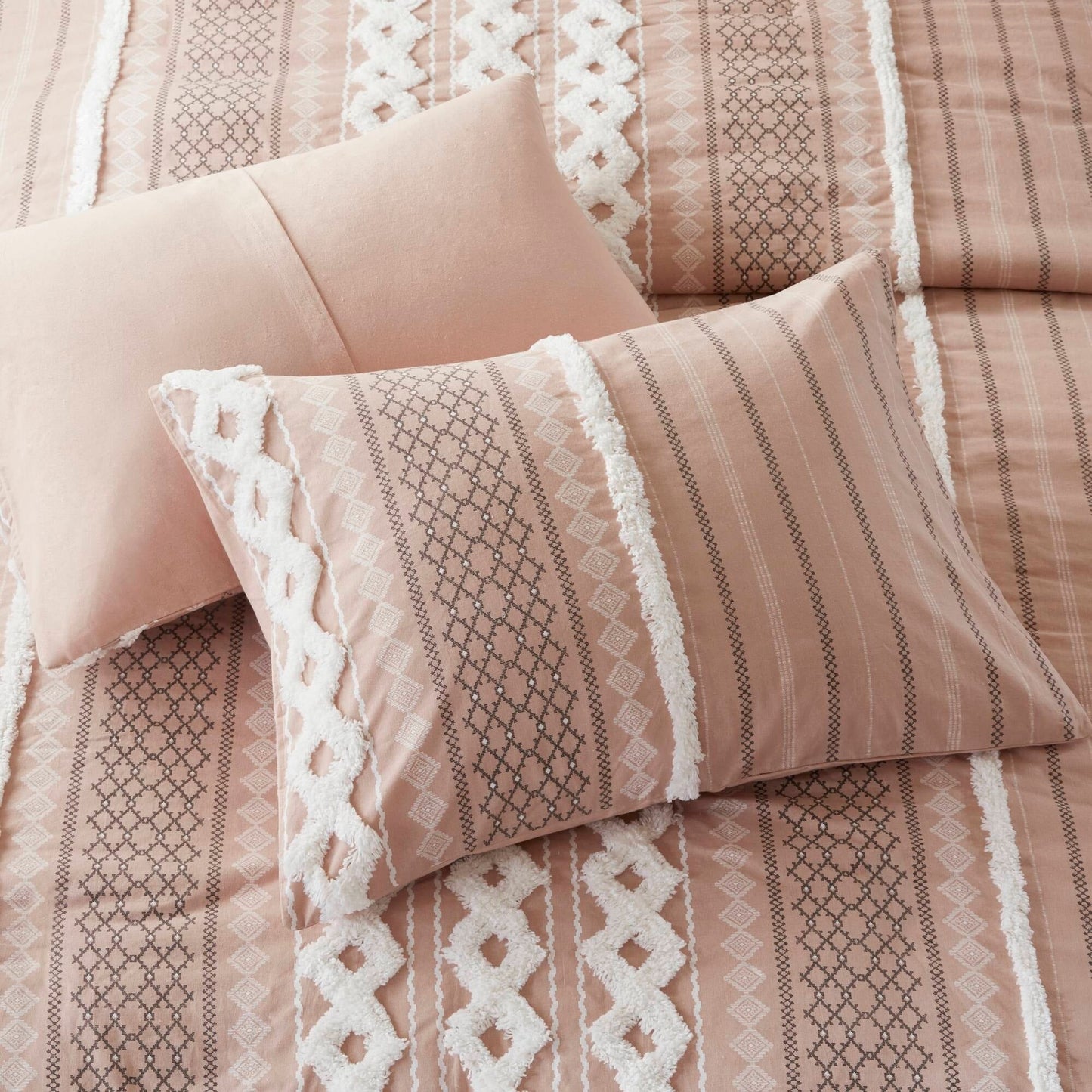 Set copripiumino stampato in cotone Imani INK+IVY con ciniglia