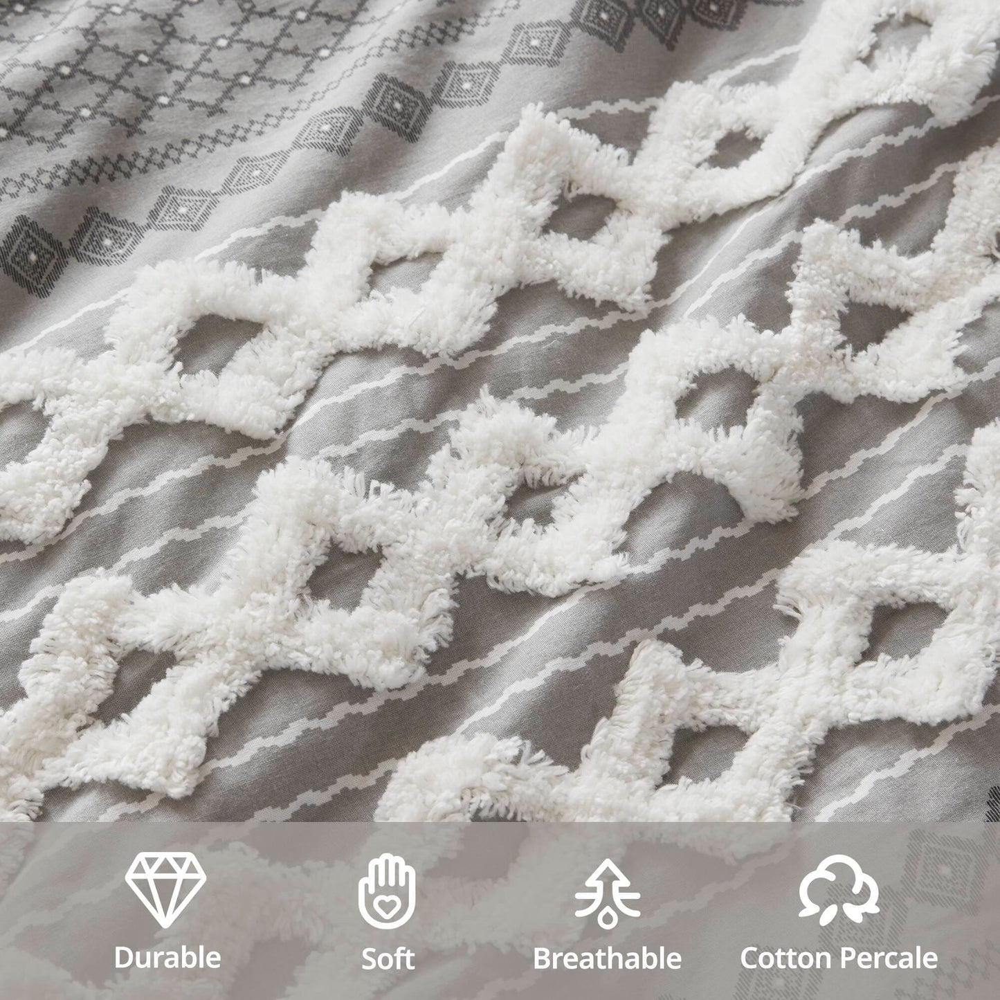 Set copripiumino stampato in cotone Imani INK+IVY con ciniglia