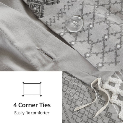 Set copripiumino stampato in cotone Imani INK+IVY con ciniglia