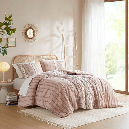 Set copripiumino stampato in cotone Imani INK+IVY con ciniglia