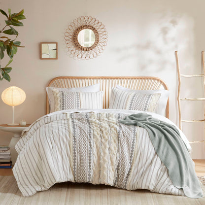 Set copripiumino stampato in cotone Imani INK+IVY con ciniglia