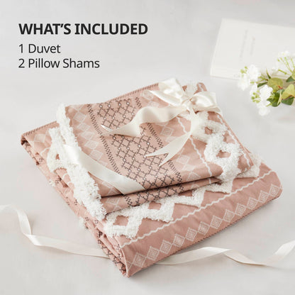 Set copripiumino stampato in cotone Imani INK+IVY con ciniglia