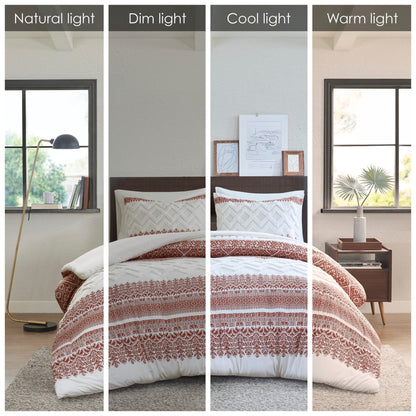 Set copripiumino INK+IVY Mila 3 pezzi in cotone con trapuntatura in ciniglia