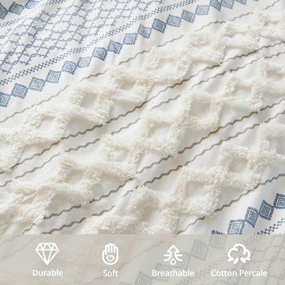 Set copripiumino stampato in cotone Imani INK+IVY con ciniglia