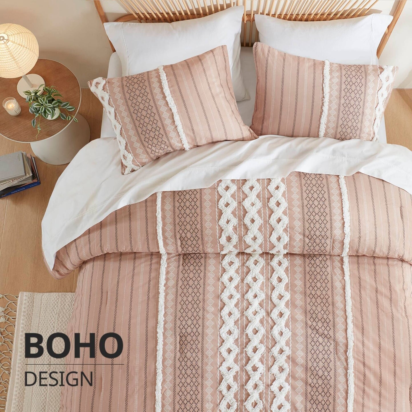 Set copripiumino stampato in cotone Imani INK+IVY con ciniglia