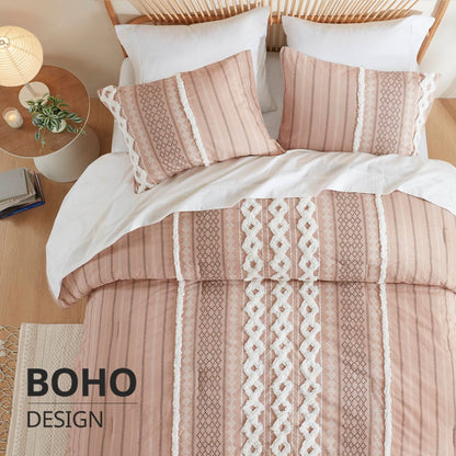 Set copripiumino stampato in cotone Imani INK+IVY con ciniglia