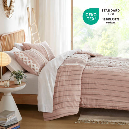 Set copripiumino stampato in cotone Imani INK+IVY con ciniglia