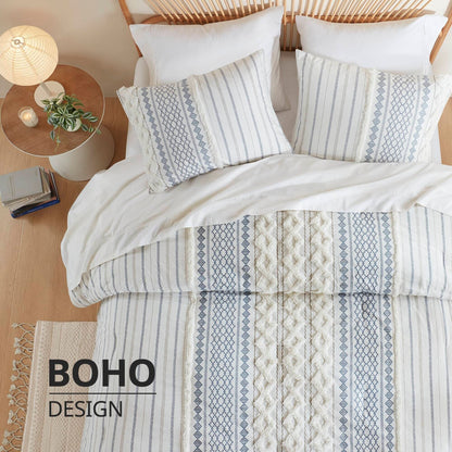 Set copripiumino stampato in cotone Imani INK+IVY con ciniglia