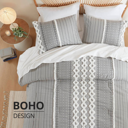 Set copripiumino stampato in cotone Imani INK+IVY con ciniglia