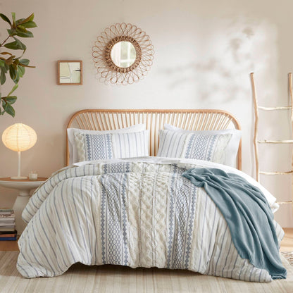 Set copripiumino stampato in cotone Imani INK+IVY con ciniglia