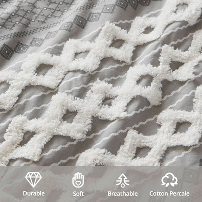 Set copripiumino stampato in cotone Imani INK+IVY con ciniglia