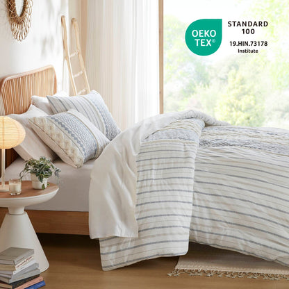 Set copripiumino stampato in cotone Imani INK+IVY con ciniglia