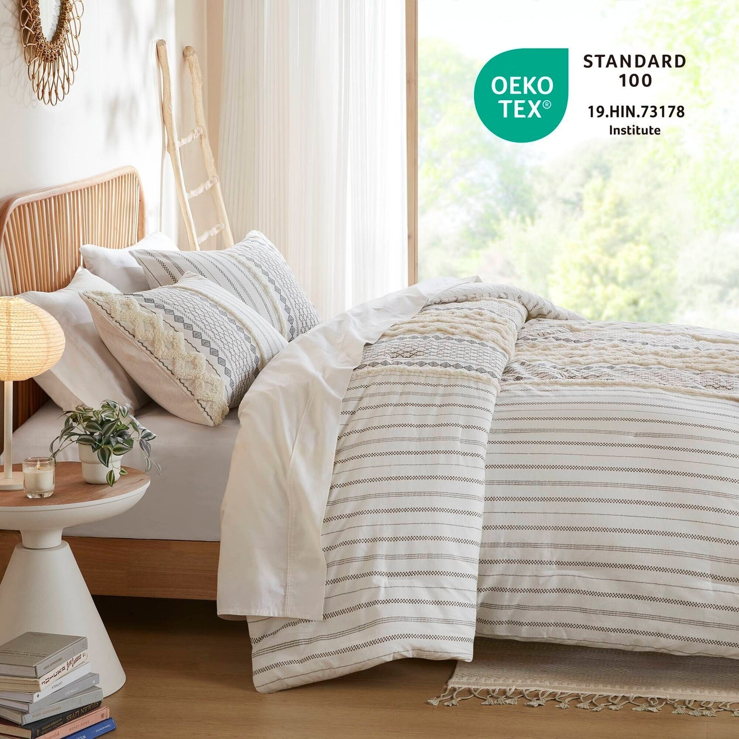 Set copripiumino stampato in cotone Imani INK+IVY con ciniglia