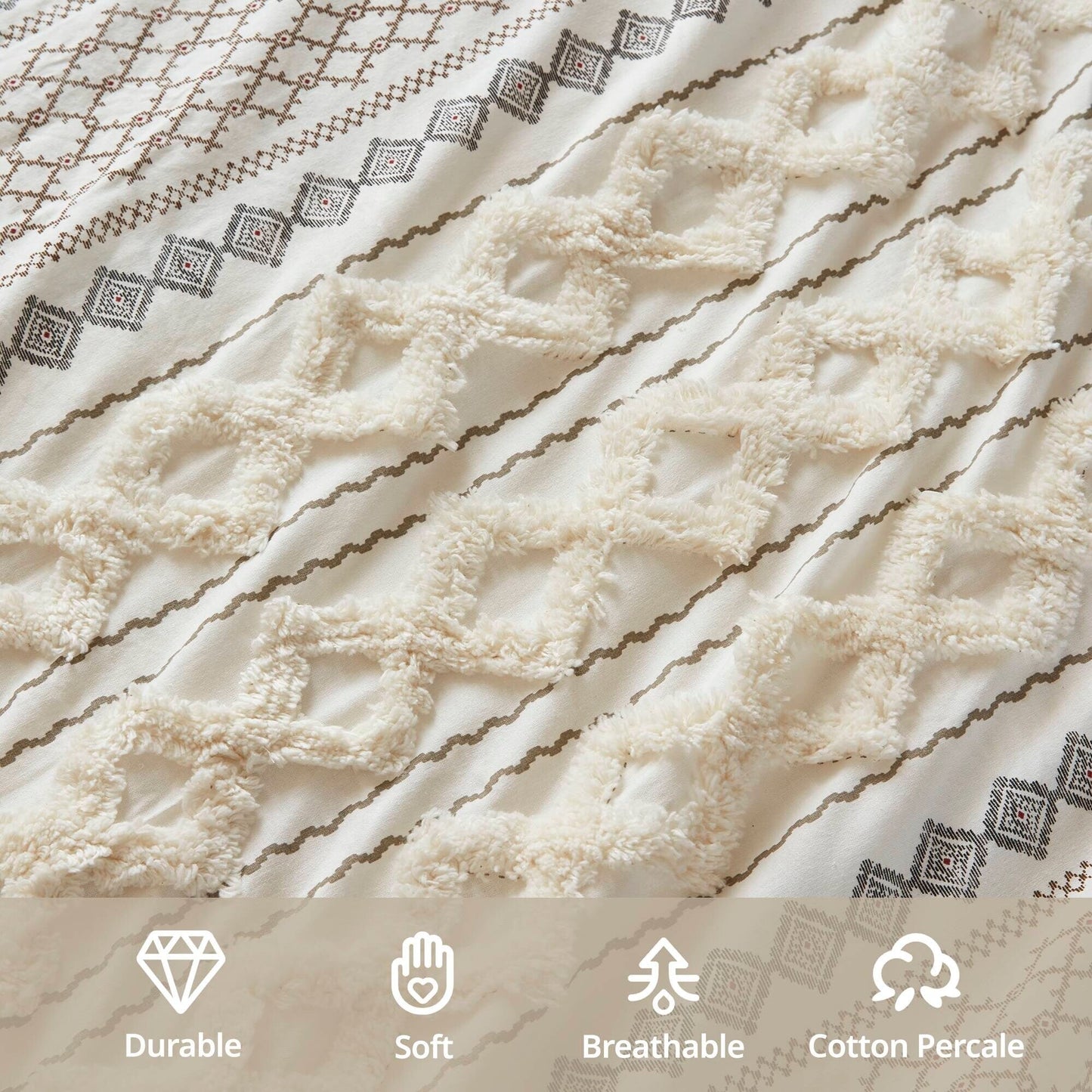 Set copripiumino stampato in cotone Imani INK+IVY con ciniglia