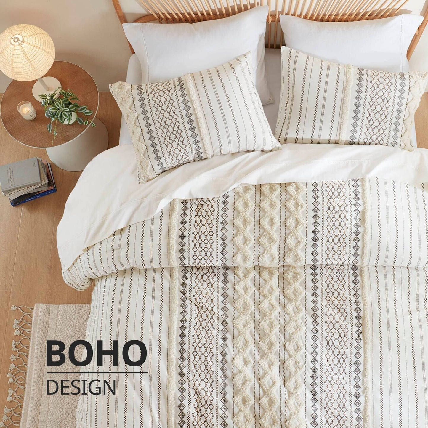 Set copripiumino stampato in cotone Imani INK+IVY con ciniglia