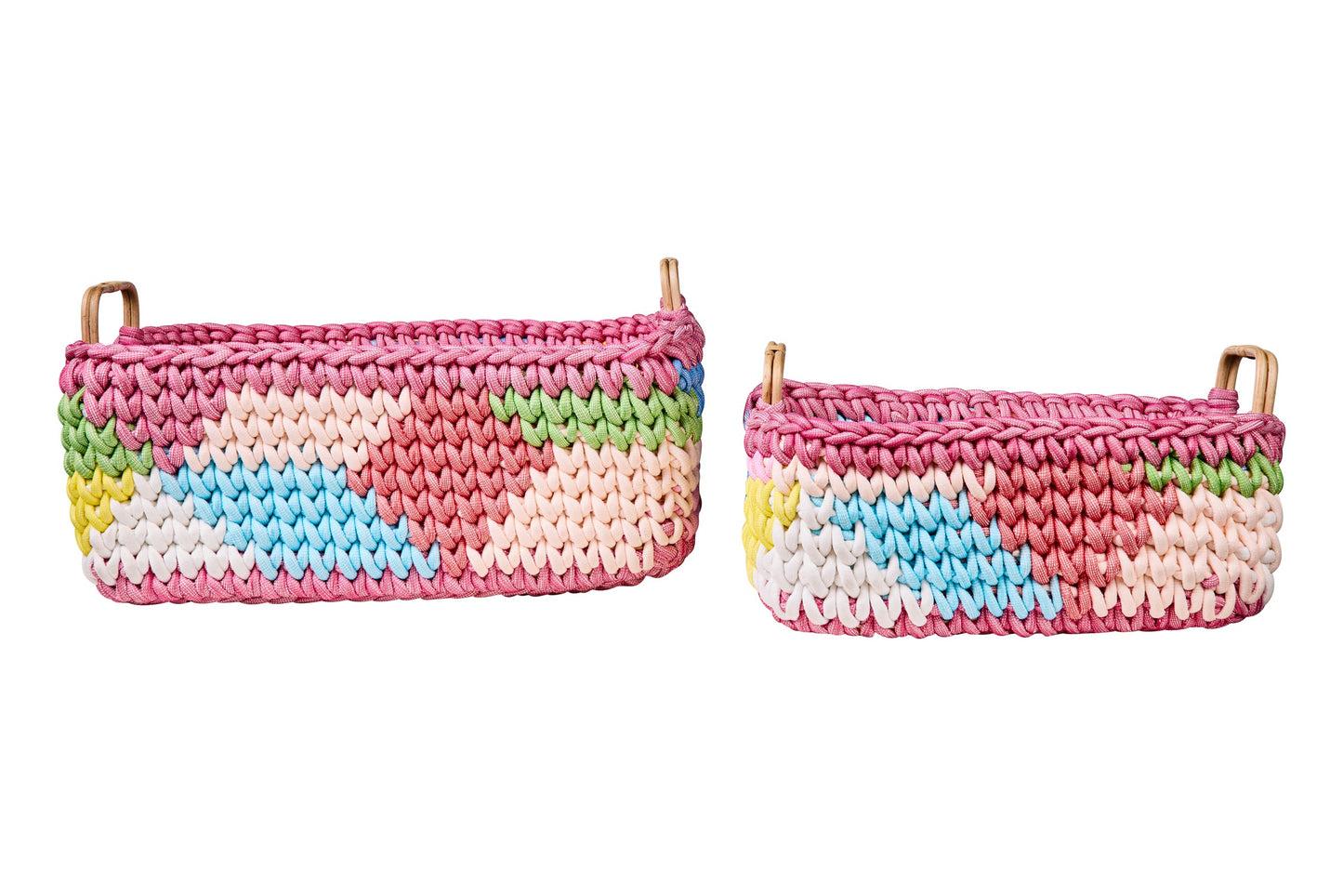 Ceste Maglia - Ceste Rettangolari Con Manici Rattan 1/2