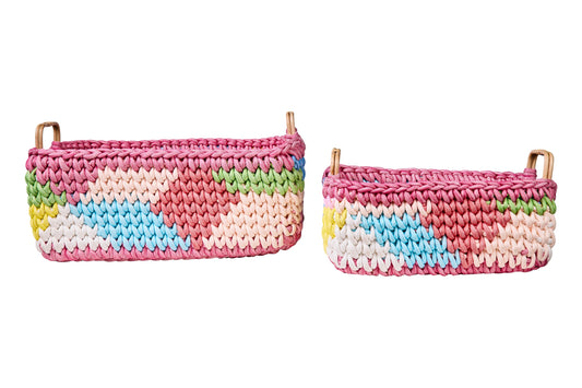 Ceste Maglia - Ceste Rettangolari Con Manici Rattan 1/2