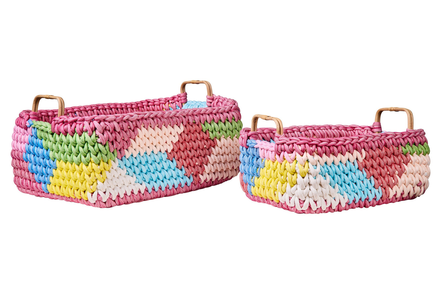 Ceste Maglia - Ceste Rettangolari Con Manici Rattan 1/2