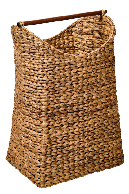 Intrecci - Cesta Lavanderia Con Manico In Legno Intreccio A Treccia