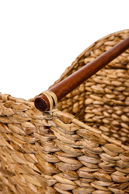 Intrecci - Cesta Lavanderia Con Manico In Legno Intreccio A Treccia