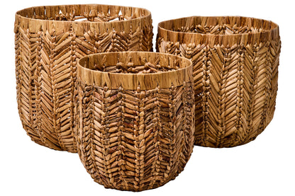 Intrecci - Ceste Porta Piante Set 1/3 Intreccio Lisca Di Pesce