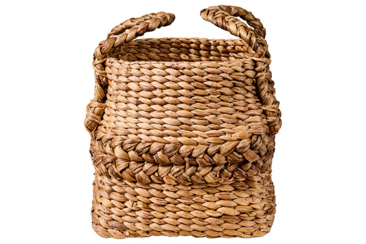 Intrecci - Cesta Con Manici Base Quadrata Bordo Treccia