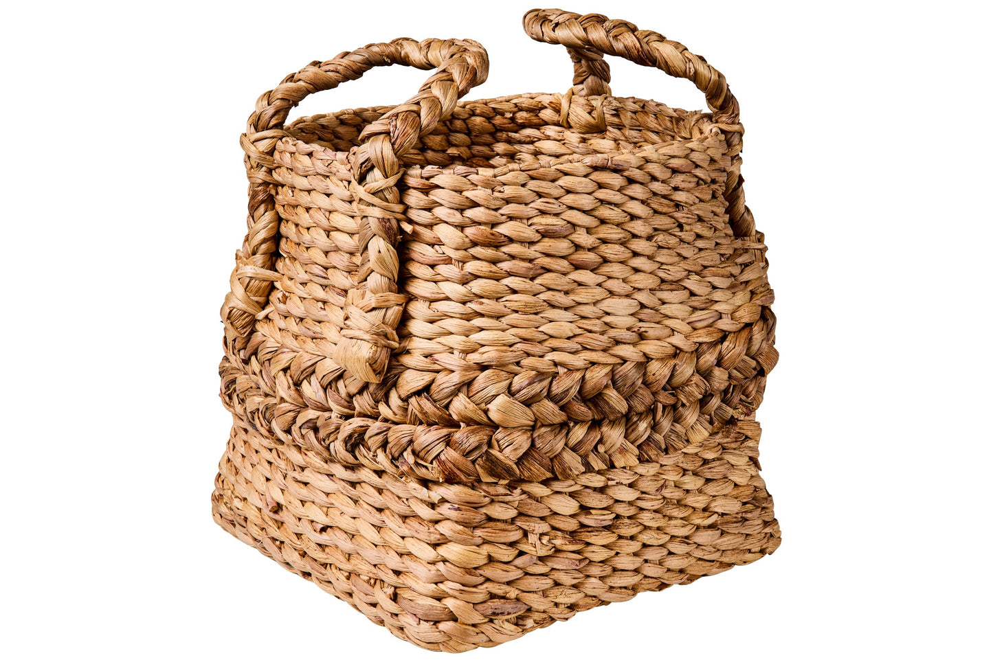 Intrecci - Cesta Con Manici Base Quadrata Bordo Treccia