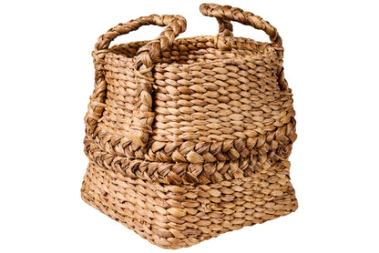 Intrecci - Cesta Con Manici Base Quadrata Bordo Treccia