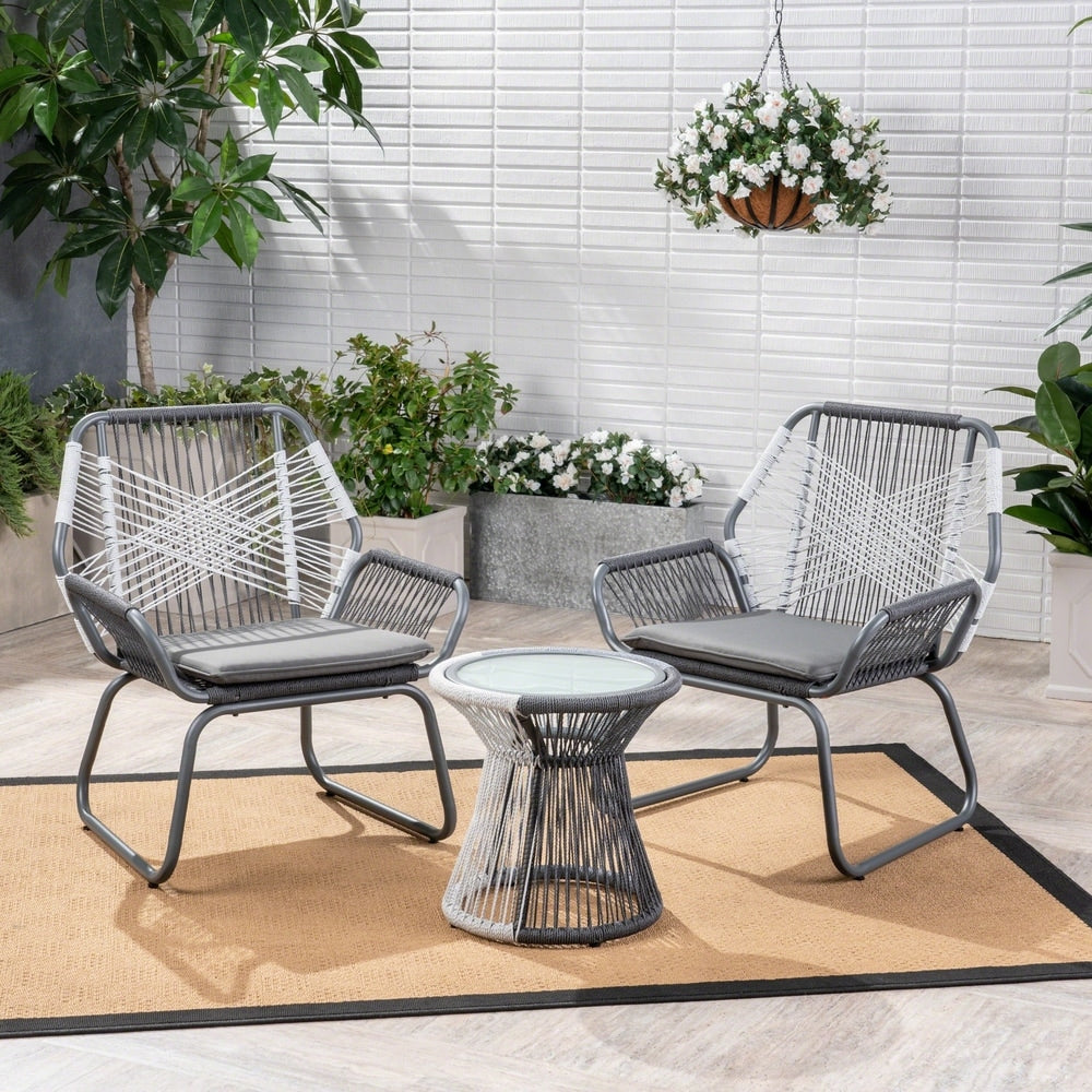 Set da salotto intrecciato da 3 pezzi Idaho Outdoor di Christopher Knight Home