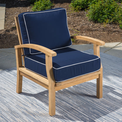 Set di 3 poltrone da club in teak indonesiano con cuscini Sunbrella