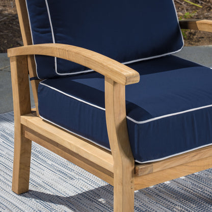 Set di 3 poltrone da club in teak indonesiano con cuscini Sunbrella