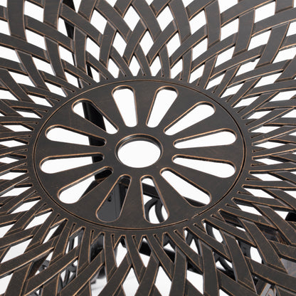 Set da pranzo da bistrot per interni ed esterni in alluminio pressofuso.