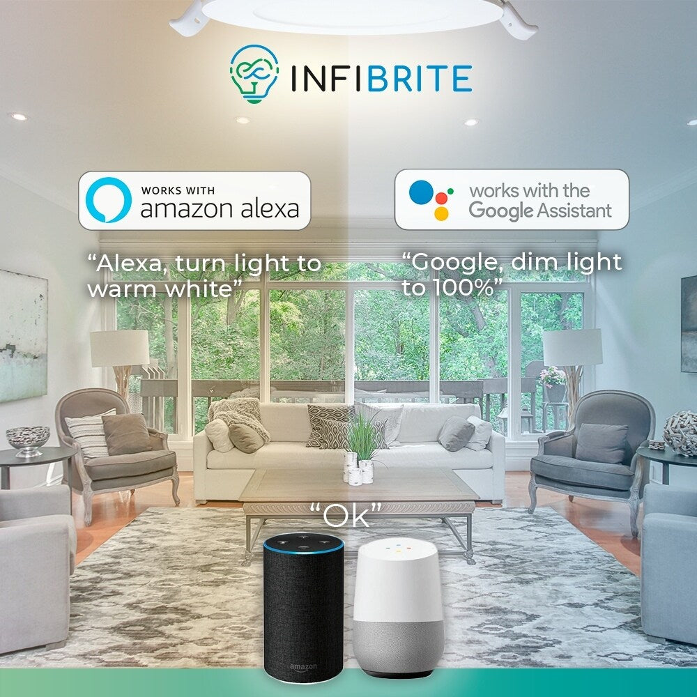 Infibrite 4 pollici Wifi Smart Ultra-Slim LED Faretto da incasso a soffitto 9W 810LM Dimmerabile Retrofit con scatola di giunzione