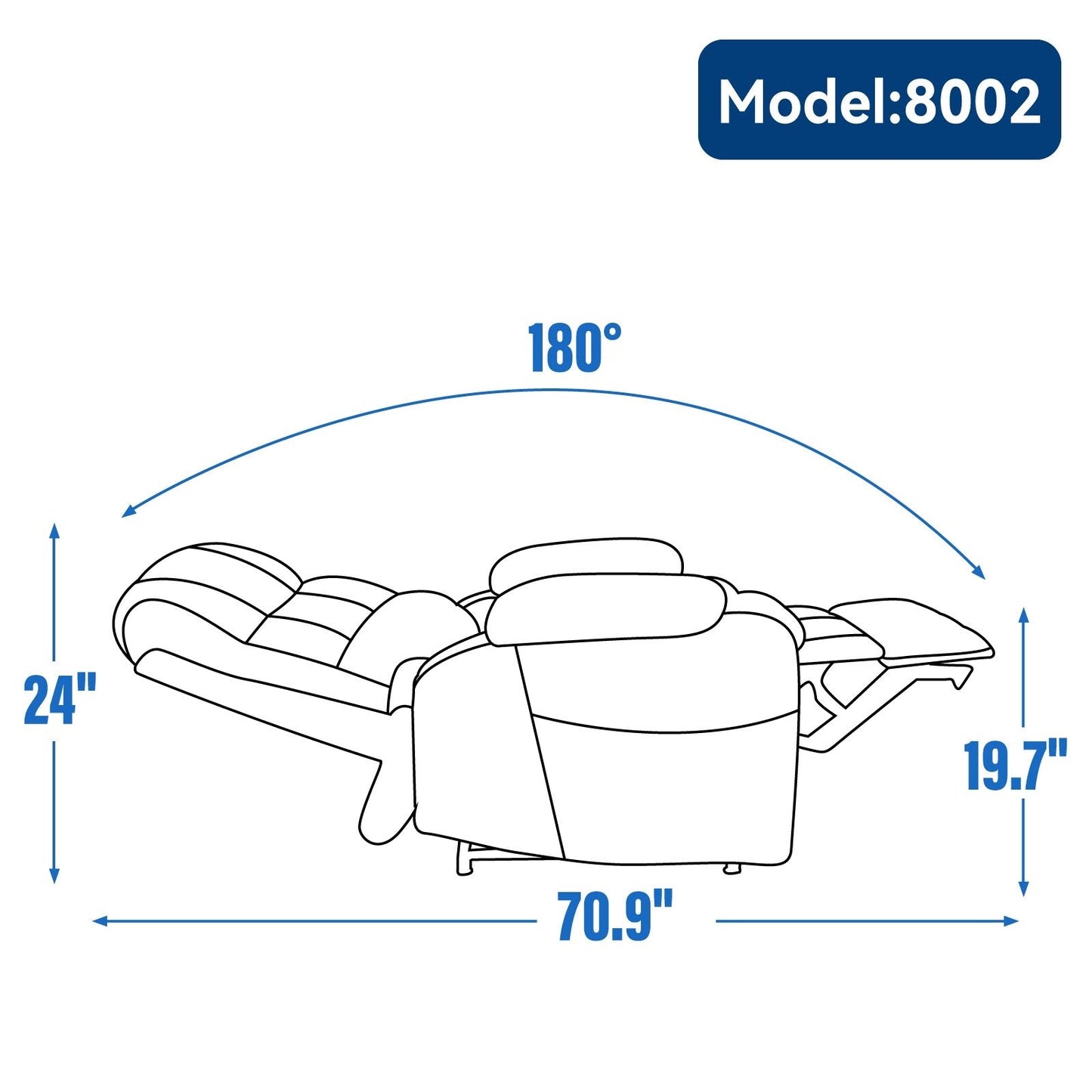 Poltrona reclinabile con doppio motore e meccanismo di sollevamento elettrico a posizioni infinite, con massaggio, calore, portabicchieri e tasche laterali