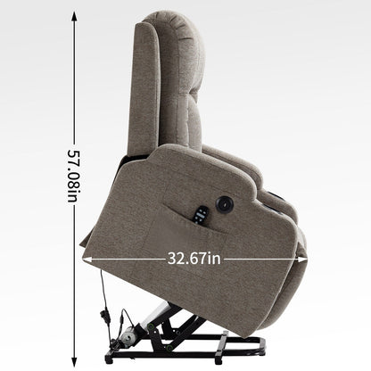 Poltrona reclinabile elettrica con infinite posizioni, massaggio e calore, doppia porta USB, portabicchieri, tasche laterali, ideale per anziani
