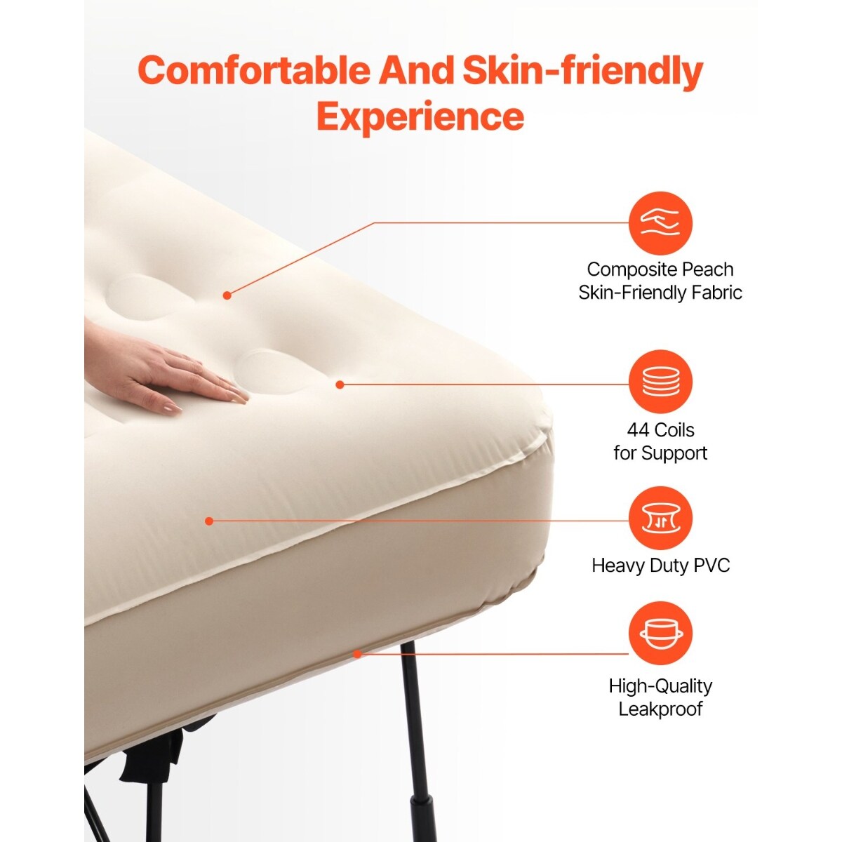 Materasso gonfiabile con telaio e pompa per campeggio o uso degli ospiti