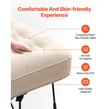 Materasso gonfiabile con telaio e pompa per campeggio o uso degli ospiti