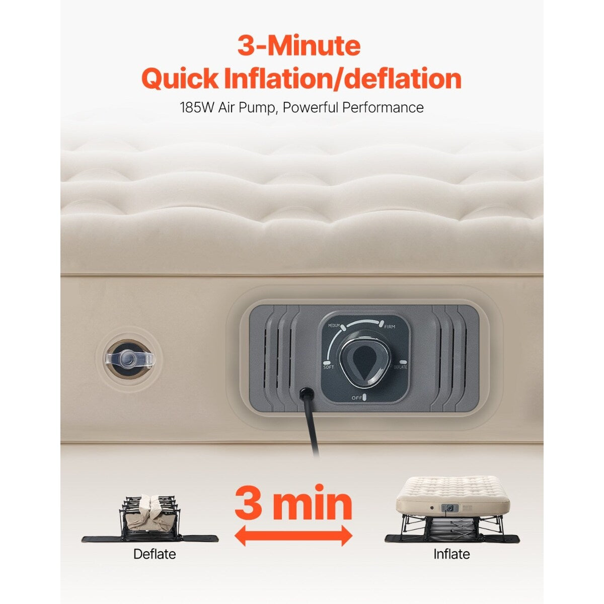 Materasso gonfiabile con telaio e pompa per campeggio o uso degli ospiti