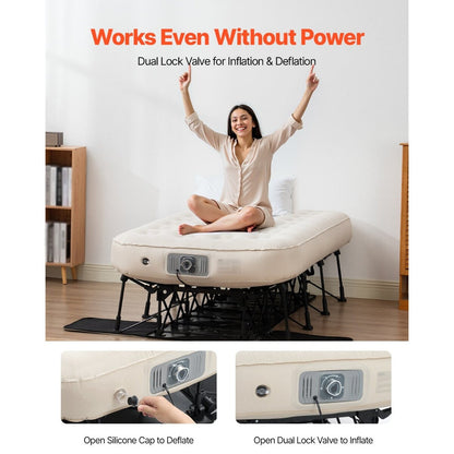 Materasso gonfiabile con telaio e pompa per campeggio o uso degli ospiti