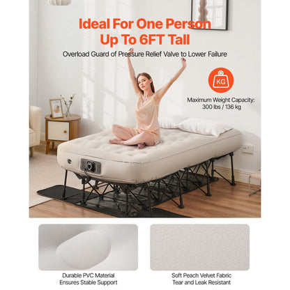 Materasso gonfiabile con telaio e pompa per campeggio o uso degli ospiti