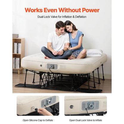 Materasso gonfiabile con telaio e pompa per campeggio o uso degli ospiti