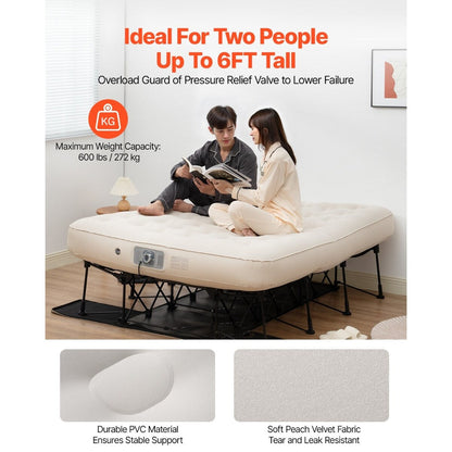 Materasso gonfiabile con telaio e pompa per campeggio o uso degli ospiti