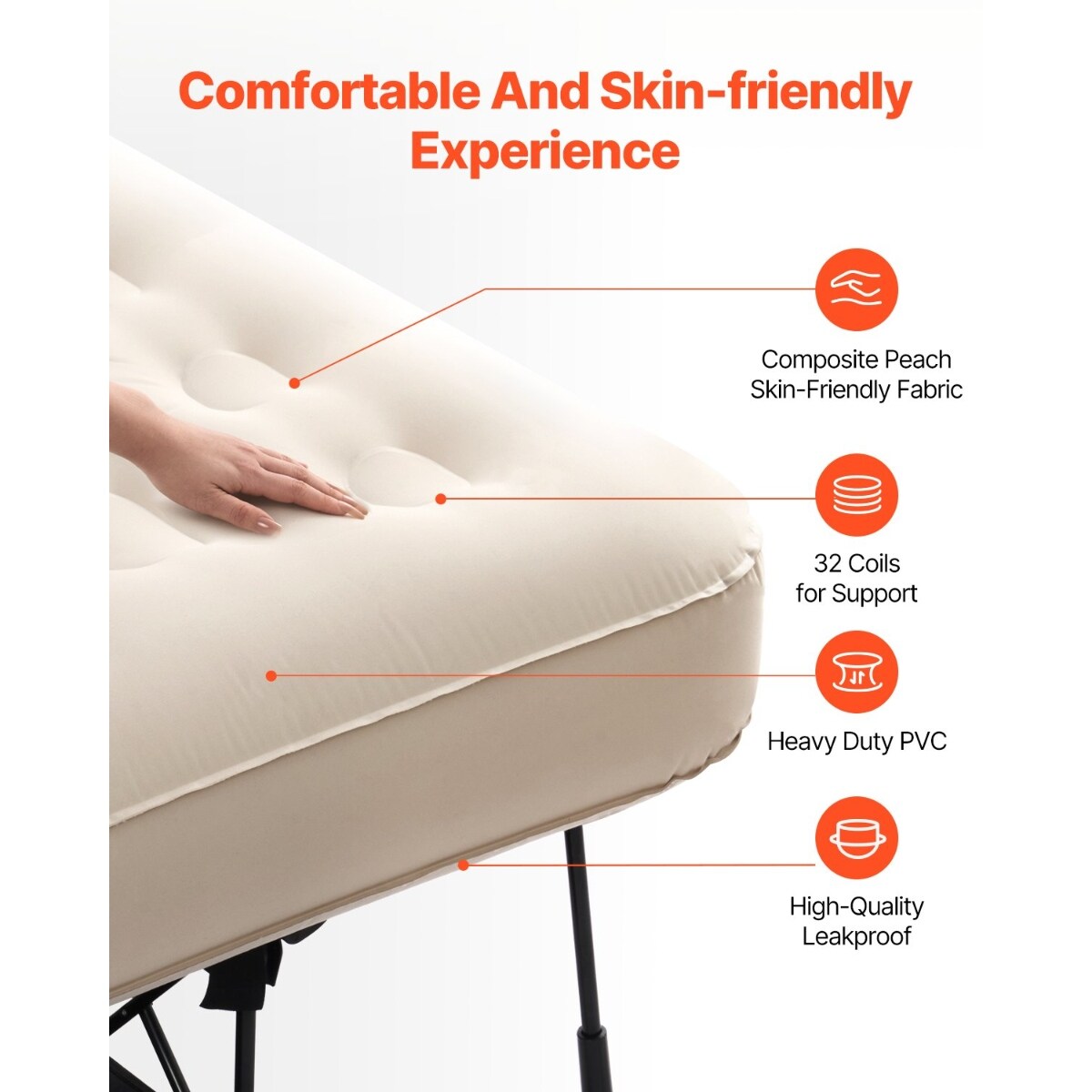 Materasso gonfiabile con telaio e pompa per campeggio o uso degli ospiti