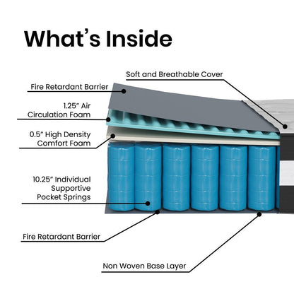 Materasso ibrido a molle insacchettate in una scatola